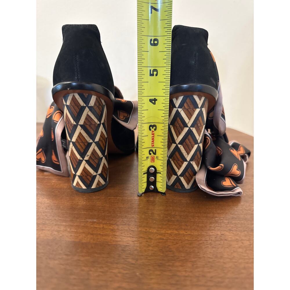 Brian Atwood Brady Black Suede Heels with Satin Tie Size 7 - Picture 5 of 6
